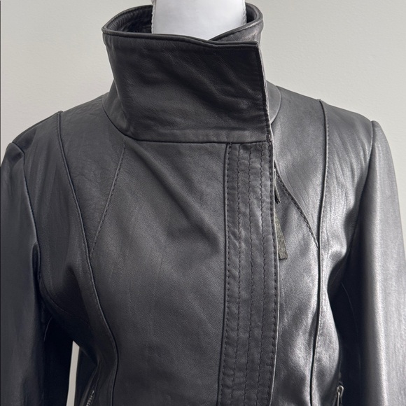 Michael Kors Black Moto Leather Jacket size S - Picture 3 of 13